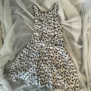 eShakti Bird Print Dress in Navy